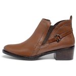 Bota Feminina Estilo Cano Curto Couro Legítimo Saltinho Cor Café 6711