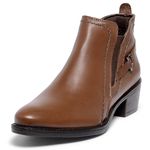 Bota Feminina Estilo Cano Curto Couro Legítimo Saltinho Cor Café 6711