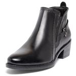 Bota Feminina Estilo Cano Curto Couro Legítimo Saltinho Cor Preto 6711