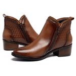 Bota Feminina Linha Premium Conforto Estilo Salto Grosso Couro Legítimo Cor Café 6715