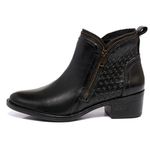 Bota Feminina Linha Premium Conforto Estilo Salto Grosso Couro Legítimo Cor Preto 6715