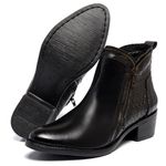 Bota Feminina Linha Premium Conforto Estilo Salto Grosso Couro Legítimo Cor Preto 6715
