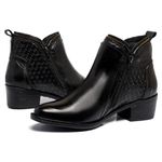 Bota Feminina Linha Premium Conforto Estilo Salto Grosso Couro Legítimo Cor Preto 6715