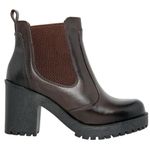 Bota De Couro Fechamento Por Elástico Salto Grosso Cor Café 14030 MF