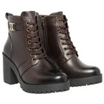 Bota De Couro Zíper Lateral Fivela Lateral Cor Café 14020 MF