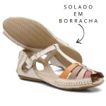 Sandália Artesanal De Couro Cor Off White Pessego - 710