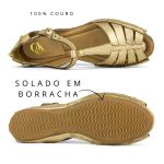 Sandália Artesanal De Couro Cor Ouro - 710