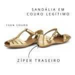 Sandália Artesanal De Couro Cor Ouro - 710