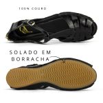 Sandália Artesanal De Couro Cor Verniz Preto - 710