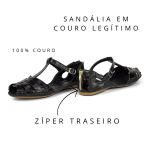 Sandália Artesanal De Couro Cor Verniz Preto - 710