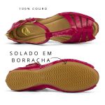 Sandália Artesanal De Couro Cor Rosa Verniz - 710
