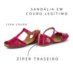 Sandália Artesanal De Couro Cor Rosa Verniz - 710