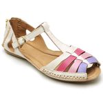 Sandalia Feminina Ipê Mulato Rasteirinha Artesanal Couro Ortopedica Cor Off White Lavanda 715