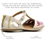 Sandalia Feminina Ipê Mulato Rasteirinha Artesanal Couro Ortopedica Cor Off White Lavanda 715