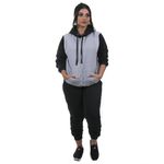 Conjunto Feminino Calça Preta e Moletom Cor Cinza e Preto