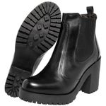 Bota De Couro Fechamento Por Elástico Salto Grosso Cor Preto 14030 MF
