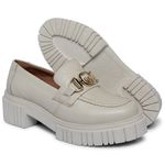 Mocassim Couro TratoradO Metal Cor Branco 9003 FER