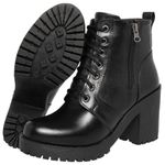 Bota De Couro o Zíper Lateral Salto Grosso Cor Preto 14010 MF