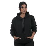 Blusa De Moletom Canguru Com Capuz Feminina Cor Preto