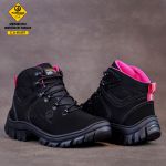 Coturno MB Arizon Couro Legítimo C.A Cor Preto/Rosa