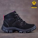 Coturno MB Arizon Couro Legítimo C.A Cor Preto/Rosa