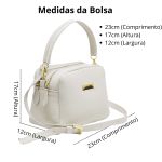 Bolsa Bau IV em Couro Alças Transversal Regulável e Alça de Mão cor Branco