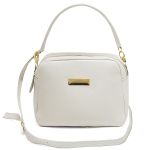 Bolsa Bau IV em Couro Alças Transversal Regulável e Alça de Mão cor Branco