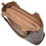 Bolsa Sacola Couro Legítimo Alça de Ombro Fechamento Zíper Cor Caramelo