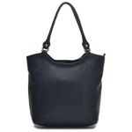 Bolsa Sacola Couro Legítimo Alça de Ombro Fechamento Zíper Cor Preto 