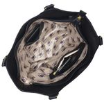 Bolsa Sacola Couro Legítimo Alça de Ombro Fechamento Zíper Cor Preto 