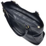 Bolsa Sacola Couro Legítimo Alça de Ombro Fechamento Zíper Cor Preto 