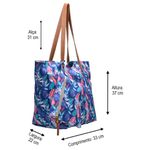 Bolsa Sacola + Necessaire Tecido Impermeável Alça de Ombro Fechamento Zíper Cor Jardim Azul