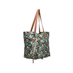 Bolsa Sacola + Necessaire Tecido Impermeável Alça de Ombro Fechamento Zíper Cor Multi Flores Floral