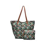 Bolsa Sacola + Necessaire Tecido Impermeável Alça de Ombro Fechamento Zíper Cor Multi Flores Floral