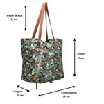 Bolsa Sacola + Necessaire Tecido Impermeável Alça de Ombro Fechamento Zíper Cor Multi Flores Floral