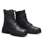  Coturno MB Couro Feminino Valentina Plataforma Cor Preto 