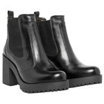 Bota De Couro Fechamento Por Elástico Salto Grosso Cor Preto 14030 MF