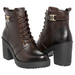 Bota De Couro Zíper Lateral Fivela Lateral Cor Café 14020 MF