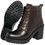 Bota De Couro Zíper Lateral Salto Grosso Cor Café 14010 MF