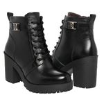 Bota De Couro Zíper e Fivela Lateral Cor Preto 14020 MF