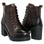 Bota De Couro Zíper Lateral Salto Grosso Cor Café 14010 MF