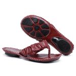 Chinelo De Couro Cor Vermelho - 12185.4