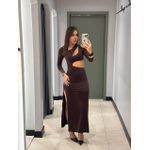 VESTIDO BIANCA VAZADO MARROM