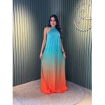VESTIDO LONGO LENITA VERDE / LARANJA