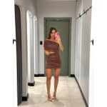 VESTIDO JULIANA NULA MANGA MARROM