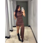 VESTIDO TASIA DRAPEADO MARROM