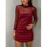 VESTIDO LEIA SUEDE MARSALA