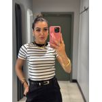 BABY LOOK LISTRADA BRANCO