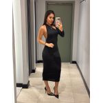 VESTIDO LUA NULA MANGA PRETO