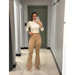CALÇA JEANS FLARE BEGE